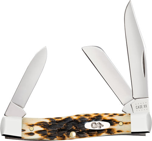 Case Knives Amber Bone Peach Seed JIG Medium Stockman