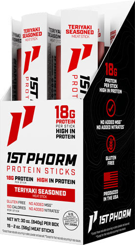 1ST Phorm Protein Beef Sticks Teriyaki Seasoned 15 Sticks