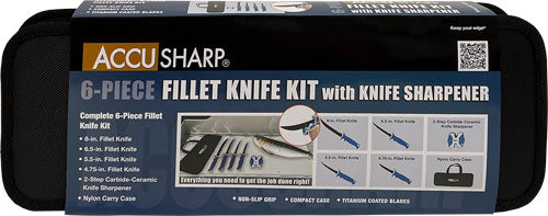 Accusharp 6-piece Fillet Knife KIT W/sharpener & ZIP Case