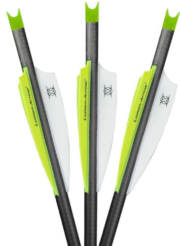 Lumenok Xbow Arrow 20" Carbon 3.5" Vanes Green Crescent 3PK