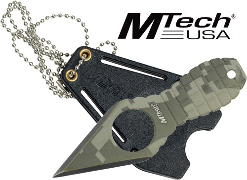 MC Mtech 2.25" Spear Point Neck Knife W/sheath Stonewash