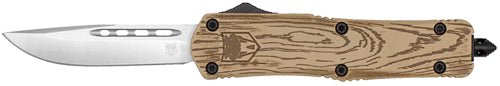 Cobratec Medium FS3 OTF 3" D2 Wood Grain Cerakote Drop Point
