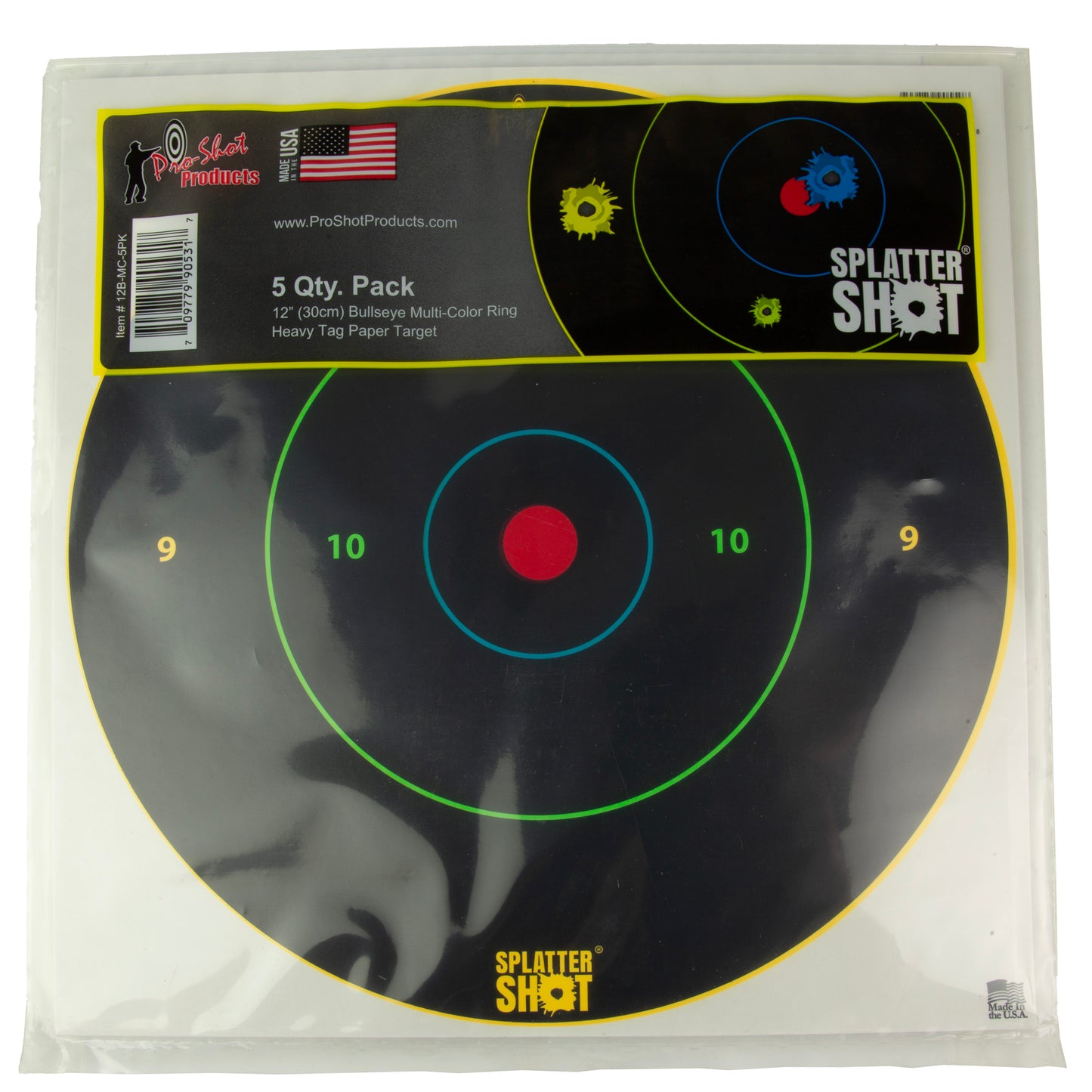 Proshot 12" Multi CLR Bullseye 5PK