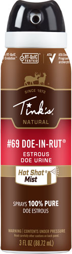 Tinks Deer Lure #69 Doe-in-rut HOT Shot Mist 3oz. Aerosol