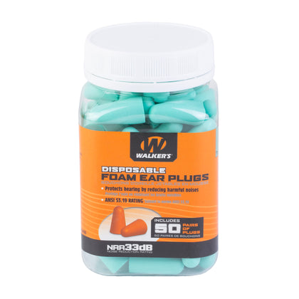 Walker's Foam Ear Plug, NRR 32dB, 50 Pair Jar, Teal
