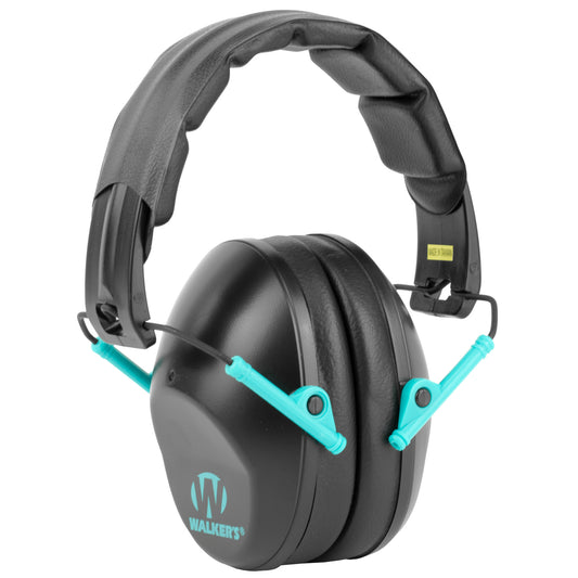 Walker's Passive, Folding Earmuff, Black/Teal, 1 Pair