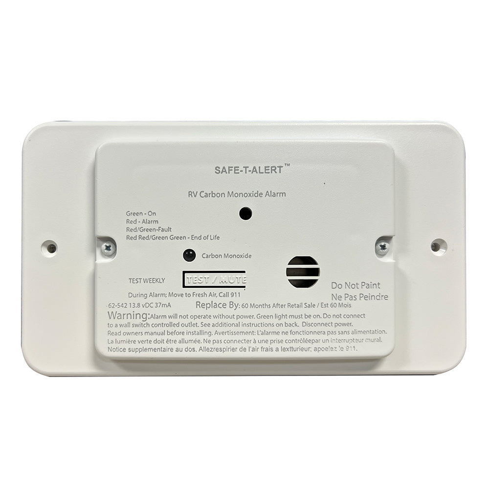 Safe-T-Alert 62 Series Marine Carbon Monoxide - White - Flush Mount - 12V w/Relay & Trim Ring