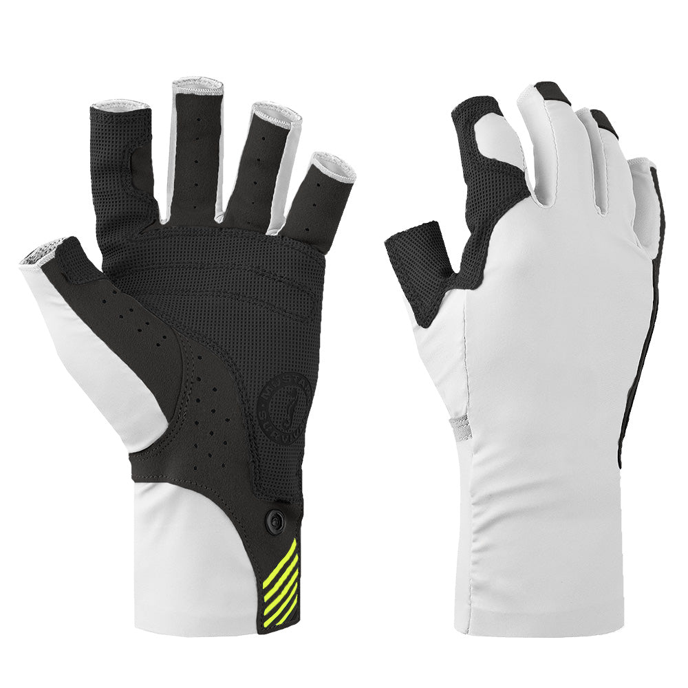 Mustang Traction UV Open Finger Gloves - White & Black - XS