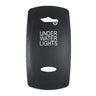 Pacer Actuator - 'UNDER WATER LIGHTS' f/V Series Contura Switches - Black - Laser Etched (Top/Bottom Light)