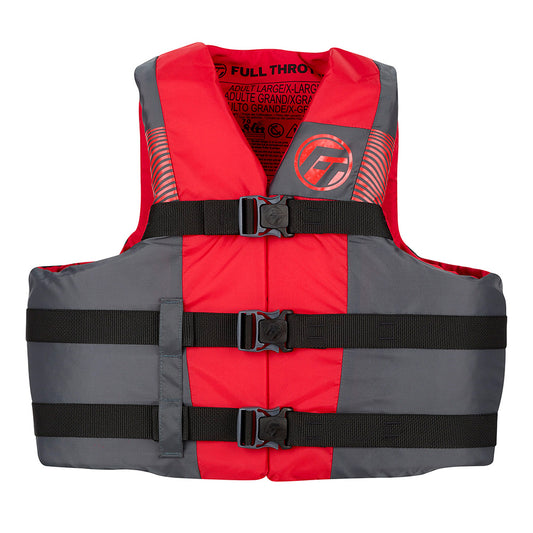 Full Throttle Adult Nylon Life Jacket - L/XL - Black/Red
