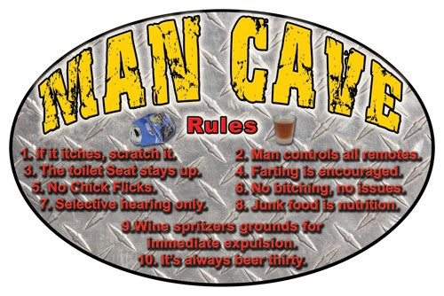 Rivers Edge Sign 12"x17" "mancave Rules"