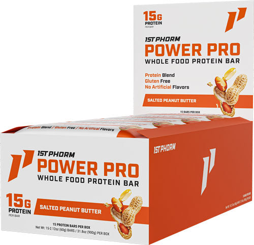 1ST Phorm Whole Food Power PRO BAR Salted Peanut Butter 15brs