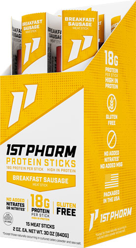1ST Phorm Protein Beef Sticks Breakfast Sausage 15 Sticks