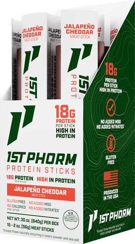 1ST Phorm Protein Beef Sticks Jalepeno Cheddar 15 Sticks