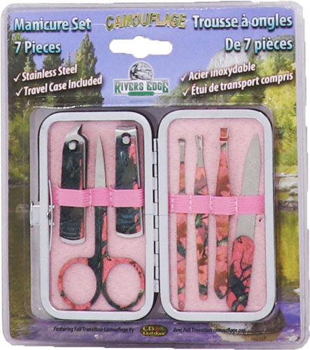 Rivers Edge Womens 7 Piece Manicure SET Pink Camo