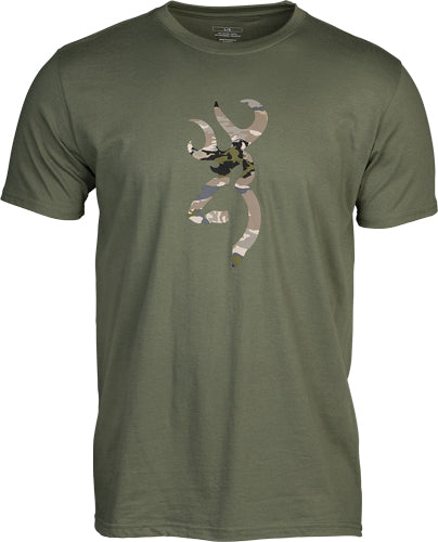 Browning SS T-shirt Camo Buckmark Green/ovix Xlarge