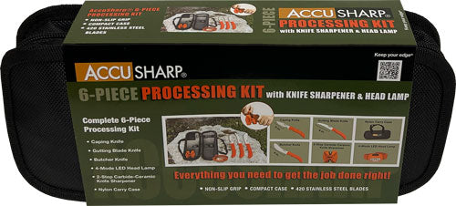 Accusharp 6-piece Processing KIT W/sharpener & Headlamp