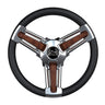 Schmitt Marine Burano Wheel 14" 3/4" Tapered Shaft Burl Polyurethane w/Stainless Spoke Includes Center Cap/Nut