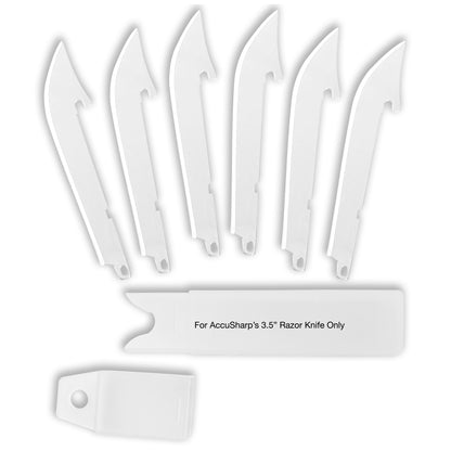 AccuSharp Razor Knife Replacement Blades, (6)-3.5" Stainless Steel Blades, Fits Replaceable Blade Razor Knife, Orange Blade Storage Case