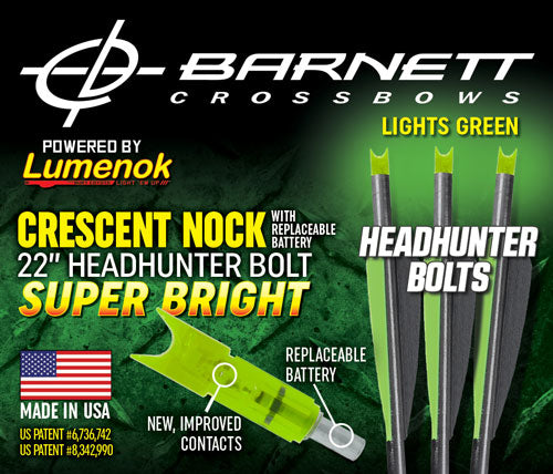 Lumenok Xbow Arrow 22" Barnett Headhunter Green Crescent 3PK
