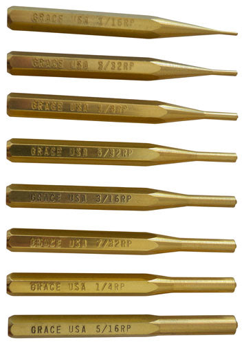 Grace USA Punch SET Roll PIN Punch SET OF 8 Brass