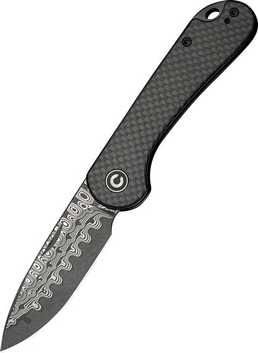 Civivi Knife Elementum Slip Joint 2.9" Crbn Fbr/damascus