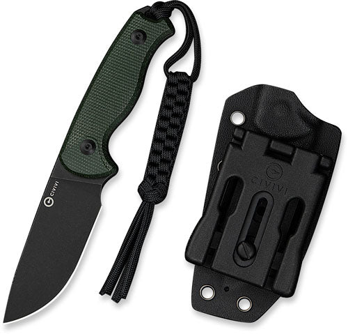 Civivi Knife Timberbark 3.2" Fixed Green Micarta/blk Stnwsh