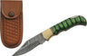 Szco Rite Edge 3" Green Grooved Wood Damascus Lockback