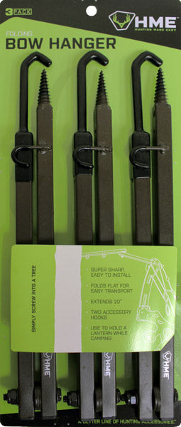HME BOW Hanger 20" Folding W/accessory Hooks 3PK