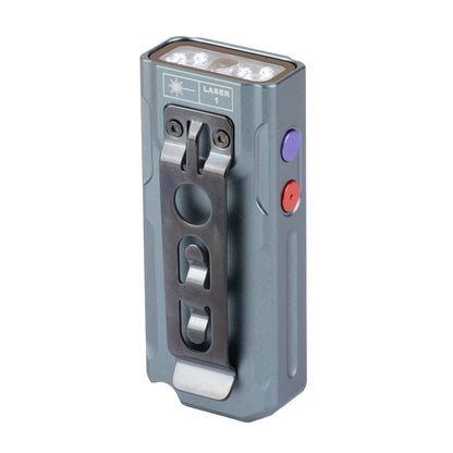 FENIX E06R, Flashlight, White/UV LED with Red Laser, 700 Lumens, 2.72" Long, Anodized Finish, Gray, Built-in 750mAh Battery, Includes USB Type-C Charging Cable