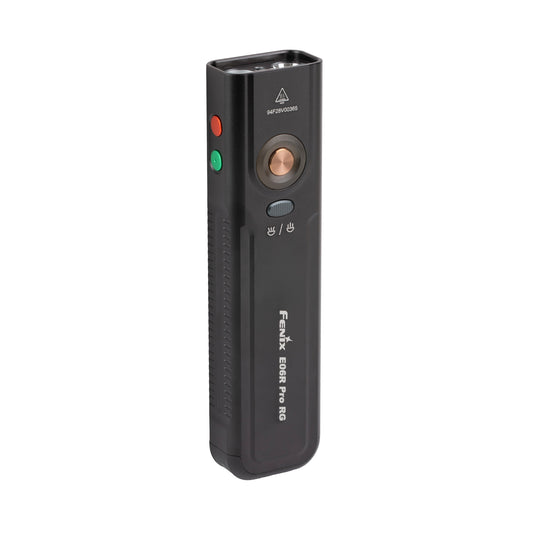 FENIX E06R PRO RG, Flashlight, White/Red LED with Green Laser, 1600 Lumens, 4.84" Long, Anodized Finish, Black, Built-in Rechargeable 1650mAh Battery, Includes USB Type-C Charging Cable