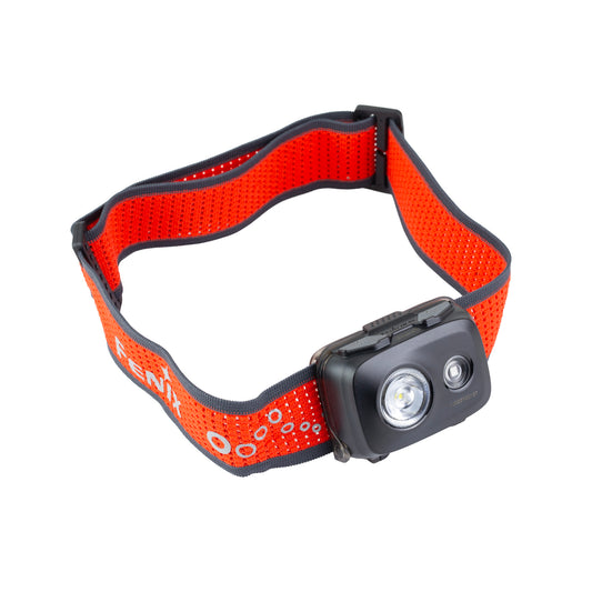 FENIX HL16, Headlamp, White/Red LED, 450 Lumens, Matte Finish, Black/Red, Includes Headband