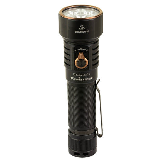 FENIX LD36R, Flashlight, White/Red/Blue/Green LED, 3,600 Lumens, Anodized Finish, Black, Includes Rechargeable ARB-L21-6000 Battery and USB Type-C Charging Cable