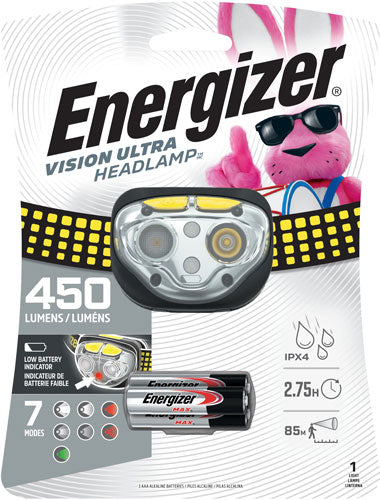 Energizer Vision Ultra HD Headlamp 450 Lumens W/aaa Batt