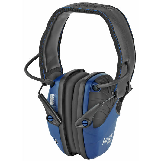 Howard Leight Impact Sport, Electronic Earmuff, Folding, Real Blue Finish