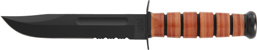 Ka-bar Fighting/utility Knife 7" Srrtd W/leather Sheath Usmc