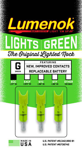 Lumenok Lighted Nock Xbow GRN Crescent Easton Carbon 3PK