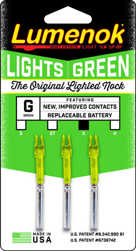 Lumenok Lighted Nock X-series Green 3PK