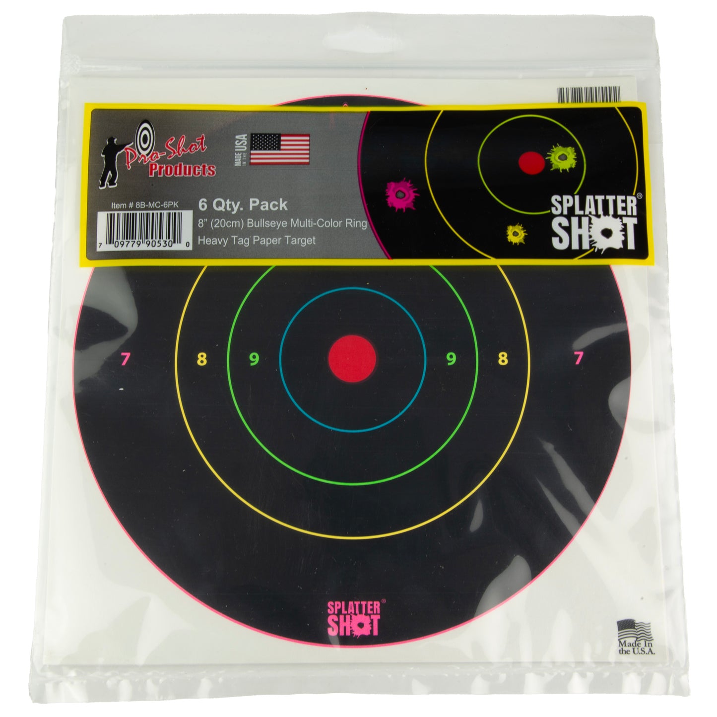 Proshot 8" Multi CLR Bullseye 6PK