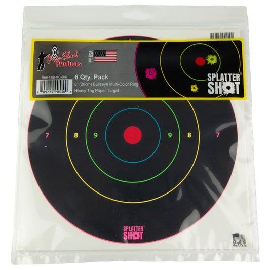 Proshot 8" Multi CLR Bullseye 6PK