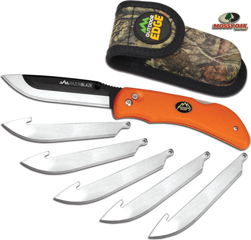 Outdoor Edge Razor Blaze 3.5" Folder W/6 Blades Orange Hndl