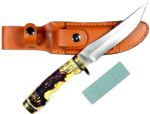 Ruko Fixed Blade Hunting Knife 5" Delrin Deer Horn Handle