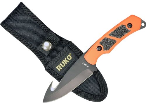 Ruko Fixed Blade Skinner 3.25" Blaze Orange Handle Clamshell