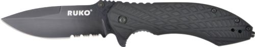 Ruko Folder Serrated 3.25" Black Handle Clamshell