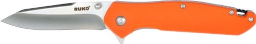 Ruko Folder Tactical Knife 3.25" Orange Handle Clamshell