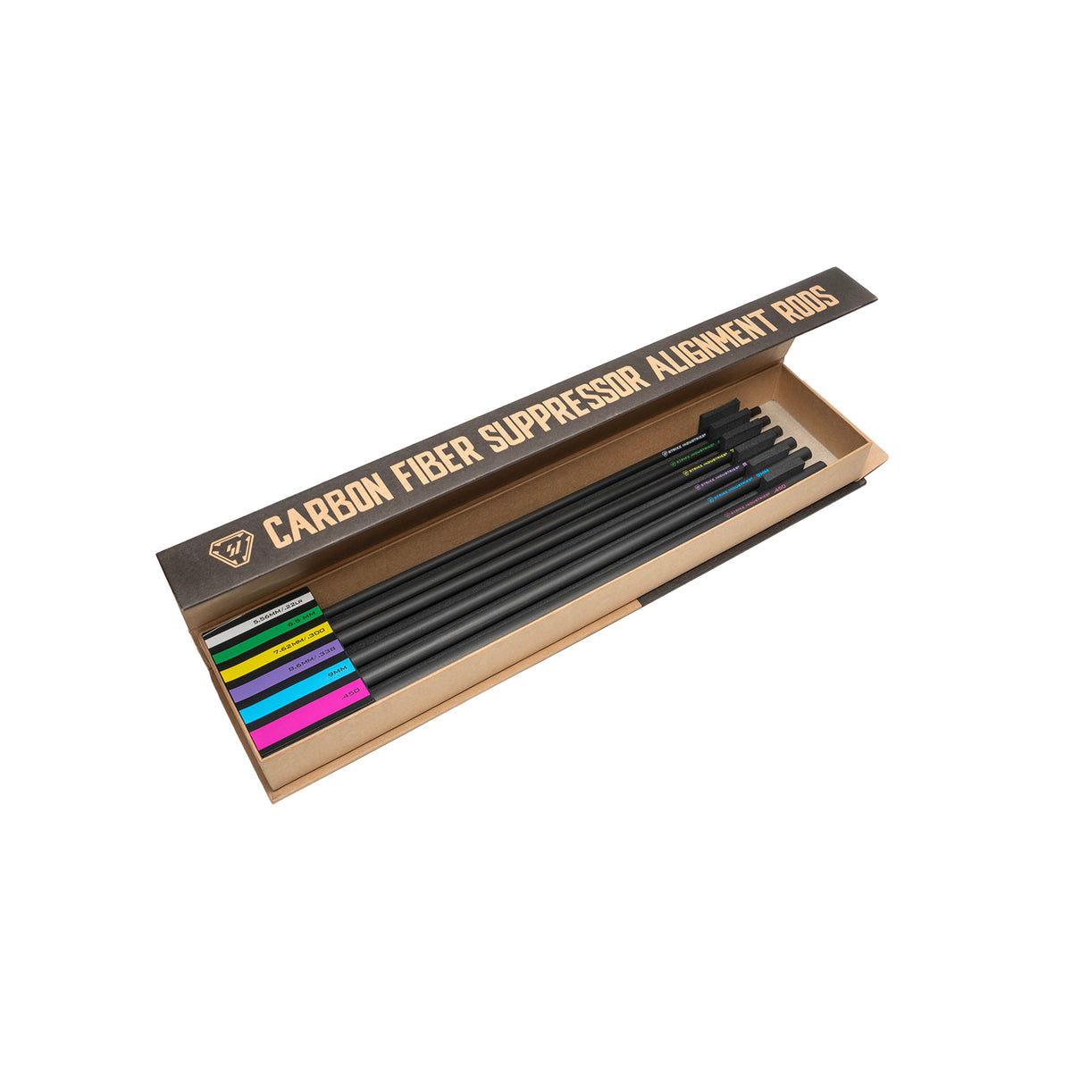 Strike Industries Send It Sticks, Alignment Rods, Carbon Fiber Construction, Set of 6, 556/22LR, 6.5MM, 7.62MM/.300, 8.6MM/.338, 9MM, .450, 13.89" Long, Black