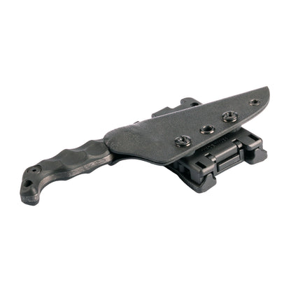 Stroup Knives Mini, Fixed Blade Knife, 3" Clip Point Blade, 1095 High Carbon Steel, 6.75" Overall Length, Acid Etched Finish, Black, G10 Handle, Includes Sheath
