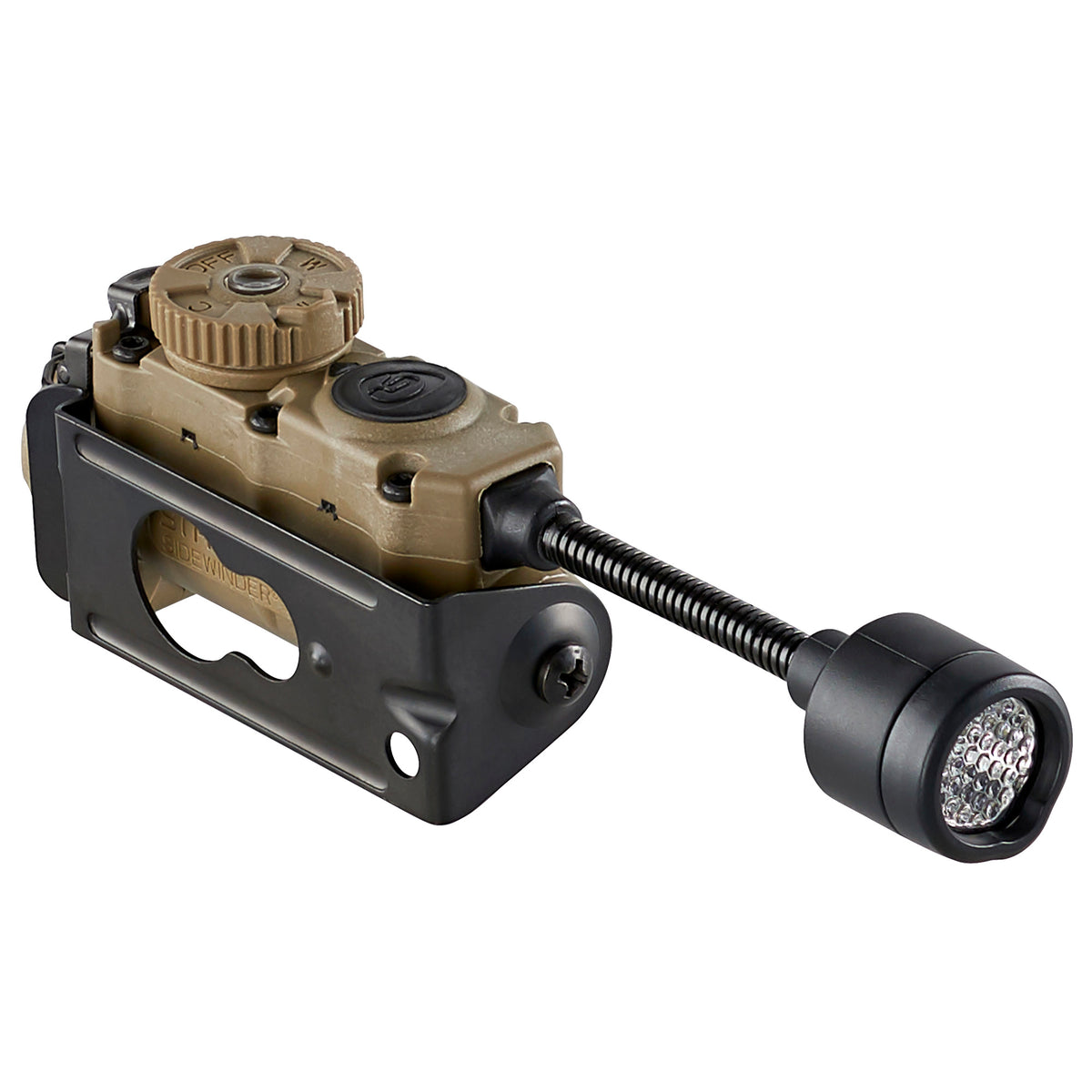 Streamlight Sidewinder Stalk, Military Helmet Light System w/ Flexible Stalk, 76 Lumens, 12-200 Candela, 5.6 Hours of Run Time on High, 95 Hours of Run Time on Low, 28 Meter Beam Distance, Accepts CR1