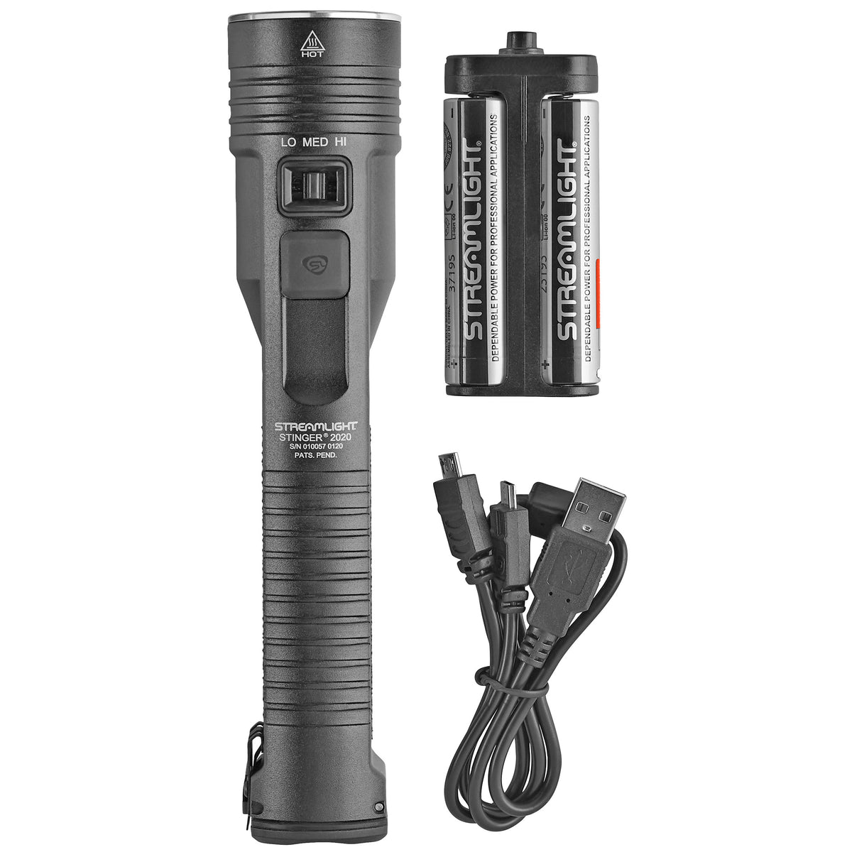 Streamlight Stinger 2020, Flashlight, 2,000 Lumens, USB Cord and One SL-B26 Battery Pack, Black
