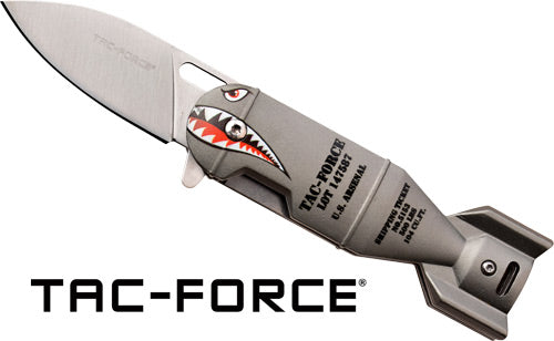 MC Tac-force 2.25" Drop Point Folder Grey Shark Bomb/ss